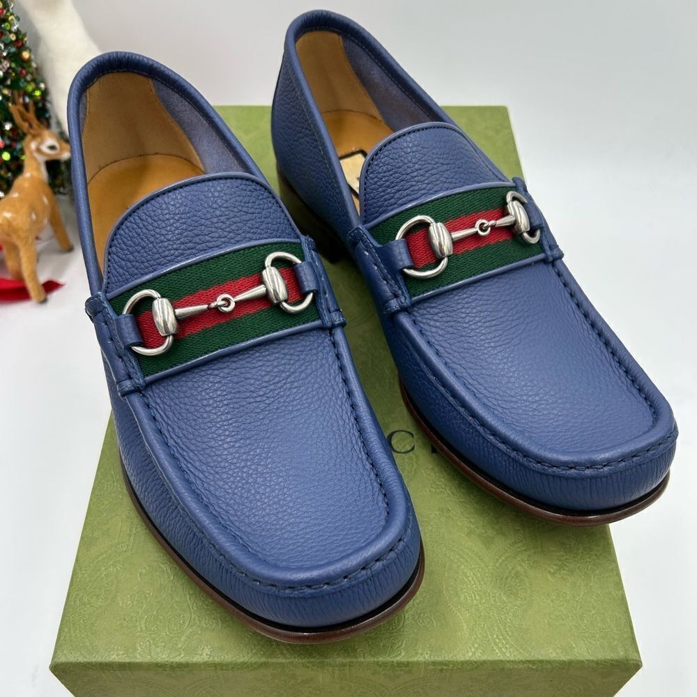 Men’s Gucci, leather web horse bit loafer size 8 fits 9  US maiden Italy